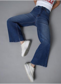 اشتري High Rise Dark Wash Wide Leg Jeans في السعودية