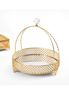 Buy Piramit Large Round Basket, Gold - 30x25 cm in UAE