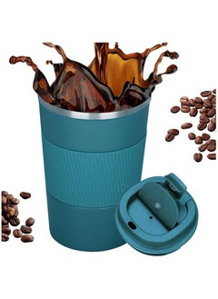 اشتري 510ml Stainless Steel Coffee Cup, Vacuum Insulated Travel Mug for Home Office Outdoor Works Great for Ice Drinks and Hot Beverage（Blue） في السعودية