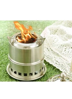 اشتري Outdoor Wood Stove, Portable Tea Stove, Camping Mini Stove, Picnic Supplies and Equipment, Stainless Steel في الامارات