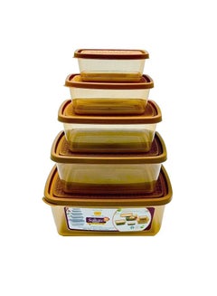اشتري Solitaire Microwave Safe Food Container Set of 5 Pcs Brown في الامارات
