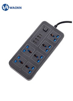 Buy Power Strips Extension Cord 6 Outlets, Universal Plug Adapter with 3 USB Ports Surge Protector, Charging Socket with Bold Extension Cord,Power Strip with AC Outlets USB and PD Ports (Black) in Saudi Arabia