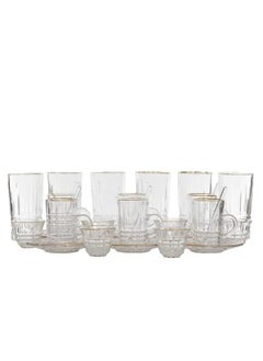 Buy 30 Pieces Glass Tea and Coffee Pill Serving Set in UAE