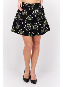 اشتري Women Floral Print Mini Skirt, Black Combo في الامارات