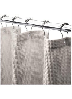 Buy Premium Shower Curtain Thick Fabric Waffle Weave Design 5-Star Hotel Quality, Waterproof Mildew-proof No Smell Washable with 12 Plastic Hooks for Bathroom (khaki, 180 x 200cm) in UAE