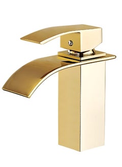 Buy Waterfall Single Handle Bathroom Vessel Sink Faucet (Gold, Short Gold) in UAE