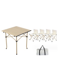 Buy 5-Piece Outdoor Camping Folding Table and Chair Convenience Set,1 Table and 4 Folding Chairs with Storage Bag in Saudi Arabia