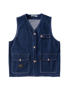 اشتري Retro Denim Vest Mens Authentic American Washed Tactical Waistcoat The most Era-H08 vest-Blue في السعودية