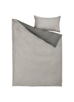 Buy Duvet cover and pillowcase, grey/dark grey, 150x200/50x80 cm in Saudi Arabia