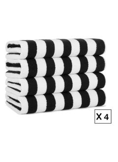 Buy Beach Towel Striped 4 Piece 180x70 cm-White-Black in Egypt