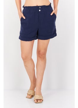 اشتري Women Regular Fit High Rise Basic Shorts, Blue في الامارات