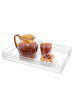 اشتري Acrylic Tray, Clear Tray, Acrylic Serving Tray with Handles for Ottoman, Coffee, Appetizer, Breakfast (Clear) في الامارات