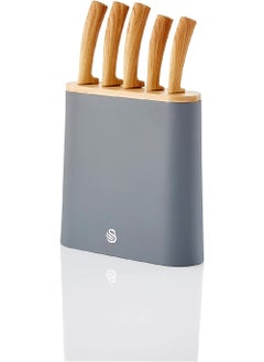 Buy Swan SWKB1060GRYN Nordic 5 -Piece Knife Block, Bamboo Top and Handles, Stainless Steel, Fine Edge, Ergonomic Handles, Scandinavian Design, Knives Included, Slate Grey in UAE