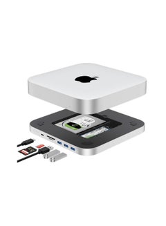 اشتري USB C Hub for Mac Mini, Dual Drive Enclosure, Docking Station for Mac Studio Mac Mini M2/M1/Intel, Type-C 10Gbps, Card Readers 100MB/s, Fits M.2 NVMe NGFF SSD & 2.5'' SATA SSD في السعودية