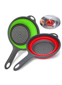 اشتري Collapsible Colander 2 sets, Kitchen Foldable Silicone Strainer, BPA Free, Environmentally Friendly Non-Toxic Easy to Clean, Silicone Collapsible Colanders في الامارات