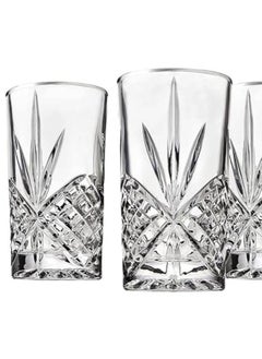 Buy Highball Glasses Set of 2, 250ml Cups, Textured Designer Glassware for Drinking Water, or Soda, Trendy and Elegant Dishware, Dishwasher Safe in UAE