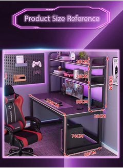 اشتري Carbon Fibre Gaming Desk Table,Home Office Study Workstation Relaxing Live Table with 2-layer Storage Shelves and Charging USB Ports,PC Computer Playstation 5 Gaming Table Easy Install 100x76x60cm في السعودية