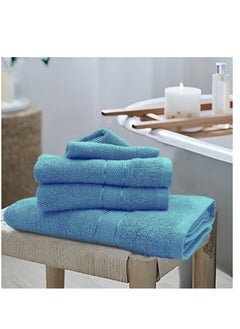 اشتري Daffodil (Light Blue) Premium Bath Towel (70x140 Cm-Set of 1) 100% Cotton, Highly Absorbent and Quick dry, Hotel and Spa Quality Bath linen with Stripe Diamond Dobby-500 Gsm في الامارات