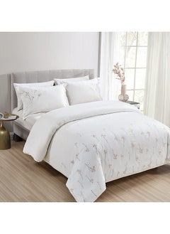 Buy 3-Piece Eila Duvet Cover Set, Ivory - 200TC, 230x220 in UAE