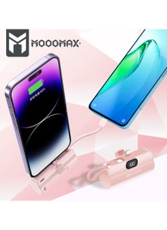 Buy 2-in-1 Super Tiny Size Mini Power Bank 5000mAh and the size of a lipstick pen. Its light weight makes it easy to carry and use. It has two ports lightning and a side Type-C port-supports fast charging in Saudi Arabia