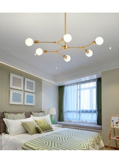 Buy 6 head Modern magic bean Metal Hanging Ceiling Lamp chandelier for living room bedroom, gold, without bulbs in Saudi Arabia