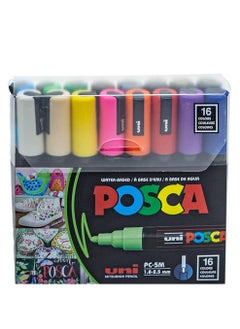 اشتري 16-Piece POSCA Medium Tip Paint Marker Multicolour في الامارات