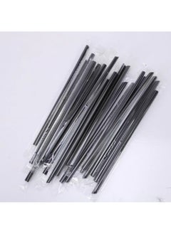 Buy 100-Piece Individually Wrapped Drinking Straw Plastic Straws Black 6*210 mm in Saudi Arabia