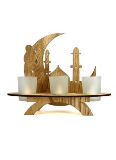 Buy Islamic Theme Golden Candle Stand Gold Color, Metal Candle Stand with Three Candle Bowls, Candle Stand Décor for Ramadan & Eid, Beautiful Candle Stand Gift for Various Occasions in UAE