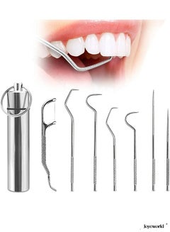 Buy Stainless Steel Toothpicks Pocket Set Portable Floss Pick Reusable Metal Toothpicks Tooth Cleaning Kit in Saudi Arabia