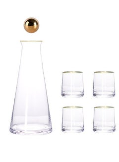 Buy 5-Piece Glass Water Bottle Set Clear in Saudi Arabia