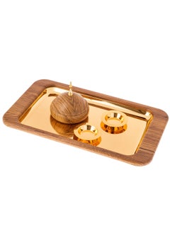 Buy Luxurious Tamreya set consisting of 4 pieces 1 Tamreya with 2 stone seeds bowl and 1 stainless steel tray in Saudi Arabia