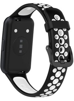 Buy Strap Compatible with Huawei Band 7/Honor Band 7, Replacement Silicone Sport Band_Black/White in Egypt
