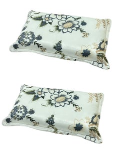 Buy Pack Of 2 Velvet Queen Pillowcases, Shams Floral Pattern, Zipper Closure Style, Zippered Pillowcases, Ultra Soft, 50 X 75 Cm in Saudi Arabia