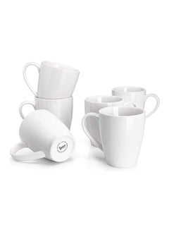 Buy Porcelain Coffee Mugs  16 Ounce  Set Of 6 Cups For Latte Hot Tea Cappuccino Mocha Cocoa White in Egypt