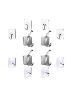 Buy VIXEL 12pcs Pack of Self Adhesive Stainless Steel Heavy Duty Wall Hooks for Hanging Towels, Robes, Hats, Bags, Keys, and Other Items in UAE