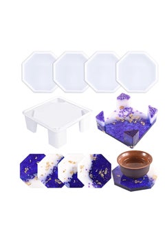 Buy 5 PCS Resin Coaster Molds Set, Silicone Coaster Molds Kit for Epoxy Resin DIY Art Craft Cup Mats Casting, Includes Storage Box Mold, Square, and Round Coaster Molds in Saudi Arabia