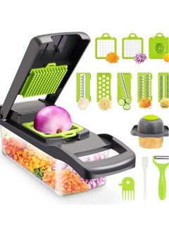 Buy Vegetable Chopper,Senbowe Multifunctional 13-in-1 Food Choppers Onion Chopper Vegetable Slicer Cutter Dicer Veggie chopper with 8 Blades,Colander Basket,Container for Salad Potato Carrot Garlic in UAE