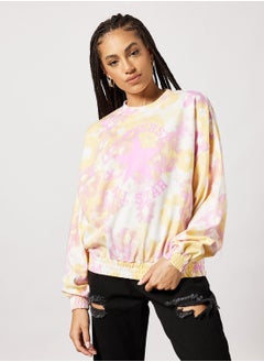 اشتري Washed Floral Cotton Sweatshirt في الامارات