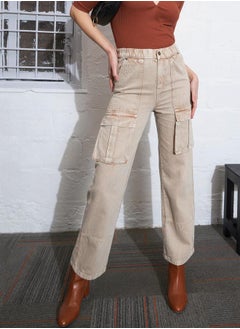 Buy High Rise Box Pocket Cargo Jeans in Saudi Arabia