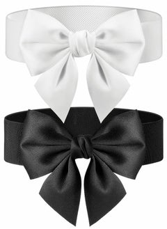 اشتري Wide Elastic Belt Women's Bowknot Belt Ladies Stretchy Bow Belt for  Party Casual Matching Women Dresses  2 Pcs في الامارات