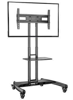 Buy Mobile TV Stand With Lockable Wheels For 32-65 Inch TVs Black in UAE