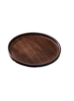 Buy Durable, high-quality, multi-use circular wooden serving tray, brown color, size 24*36 cm in Saudi Arabia