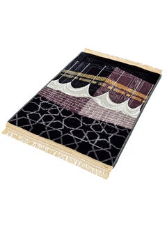 Buy Kaaba Printed Prayer Mat Black 80x120 cm in UAE