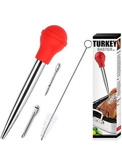 Meat Injector Syringe, 2-oz Marinade Flavor Injector 304 Stainless Steel  with 3 Professional Needles,2 Cleaning Brushes