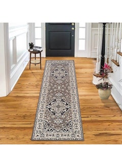 Buy Elegant Glendale Collection Area Rug 8Mm Pile Height With Jute Backing Traditional Oriental Rug Design Antistatic Waterrepellent Rugs Brown 2'7" X 8' Runner in UAE