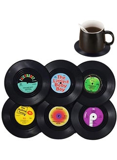 Buy Vinyl Record Coasters 6 Pcs Retro Style Vinyl Coasters Drinks Colorful Retro Decoration for Home Office Bar Funny House Warming Gift for Music Lovers Set in Saudi Arabia