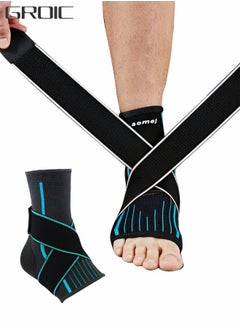 Buy 2 Pcs Ankle Support Set, Ankle Compression Brace Support Adjustable Sleeve for Injury Recovery, Joint Pain, Arch Brace Support & Foot Stabilizer, Ankle Wrap Protect in UAE