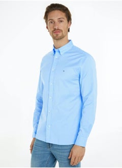 Buy Men's Th Flex Regular Fit Shirt -  Pure cotton poplin, Blue in Saudi Arabia