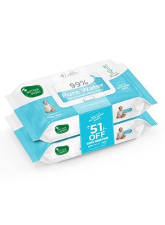 اشتري 99% Pure Water Baby Wipes (40X2) Super Saver Travel Friendly Combo Pack ; Wipes Made With Plant Based Fabric في الامارات