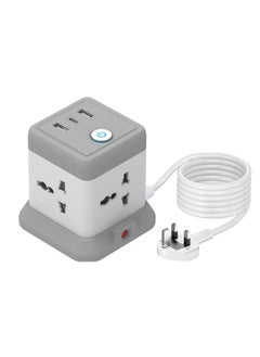 Buy Tycom Power Strip Surge Protector with USB + Type C, Extension Cord Flat Plug with Widely 4 AC Outlet and 2 USB 1 Type C, Small Desktop Station, Compact Socket for Multi Places - Grey and White. in UAE